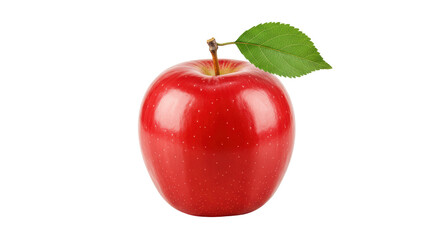 Isolated Red Apple with Leaf