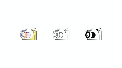 Camera icons vector set color line glyph line icons stock illustration