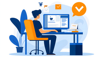 Digital ISO certification and compliance management, Business professional managing ISO certification and compliance using digital tools, focusing on quality assurance and