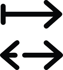 Simple Black Arrows Pointing Right and Left Indicating Direction Movement Exchange or a Two Way Transfer Process Isolated on White