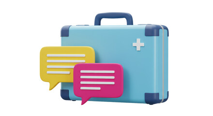 Isolated Medical Briefcase with Speech Bubbles
