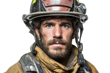 Fireman Standing with Folded Arms isolated on Transparent Background PNG
