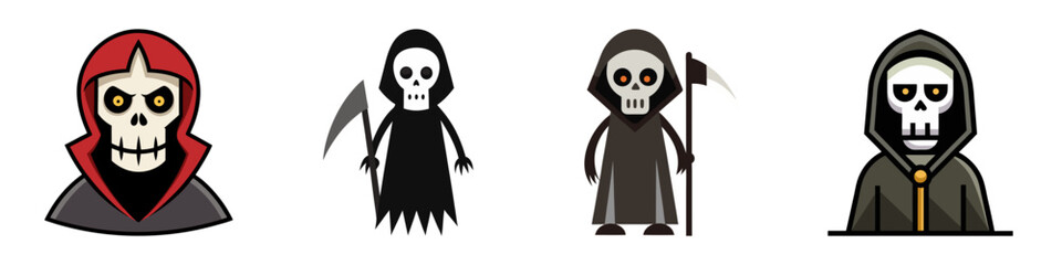 Grim Reaper Flat Illustration – Simple Vector Design in Flat Style
