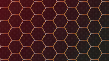 Gold hexagons on red, elegant minimal style, premium digital wallpaper, chic abstract art