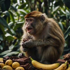 monkey in the  eating 
