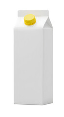 Isolated 3D Render of a White Milk Carton with Yellow Lid on Transparent Background