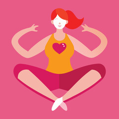 Yoga with Valentine’s heart opening pose vector illustration