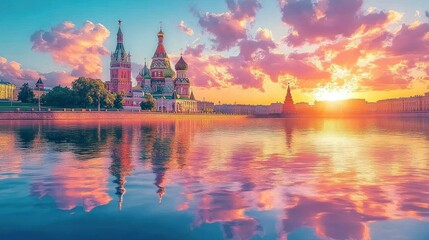 Obraz premium Sunrise reflection of landmark