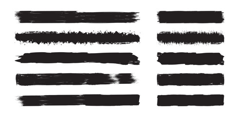 Brush strokes vector. Paint, ink brush, brush strokes, brushes, lines. Straight line vector brush strokes.  Sketchy bold horizontal lines. Brush line set. 