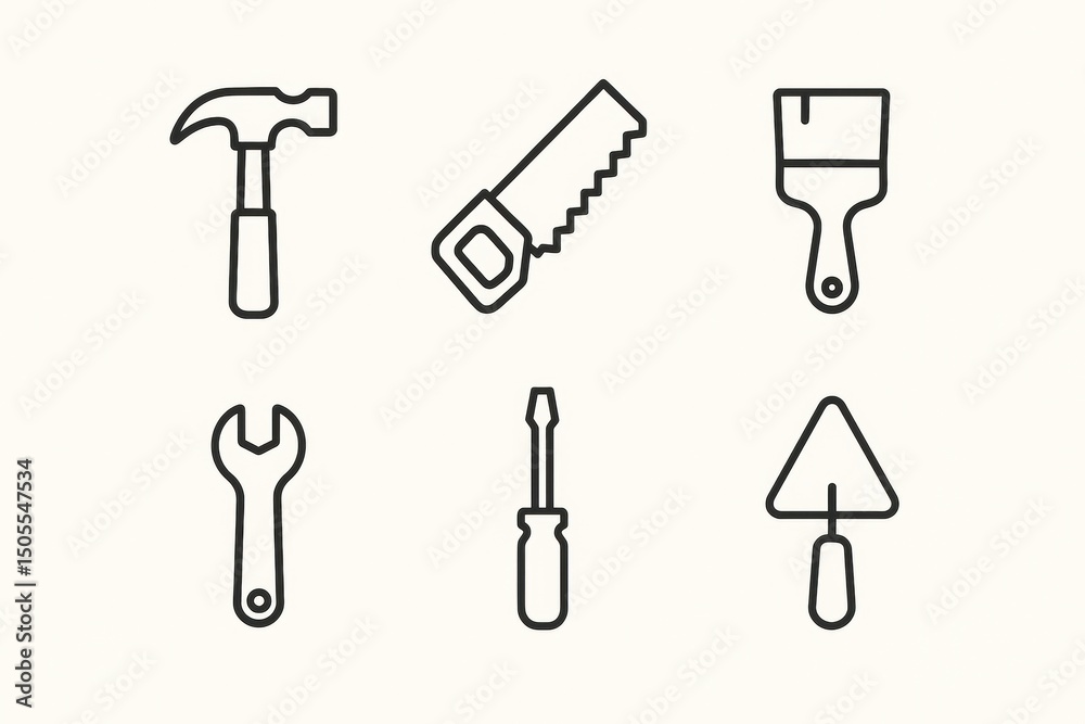 Poster tool collection featuring essential equipment for diy projects and home repairs in a simple layout