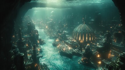 Underwater city fantasy landscape