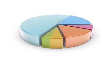 Business report data illustration with transparent white background，business pie chart