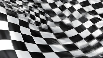 Obraz premium Abstract Checkered Flag Wave in Black and White