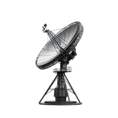 A solitary radio telescope stands against the vast unknown seeking distant on transparent background