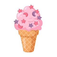 Magical Ice Cream Cone with Star and Moon Sprinkles