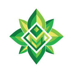 Obraz premium Green Lotus Flower Logo
