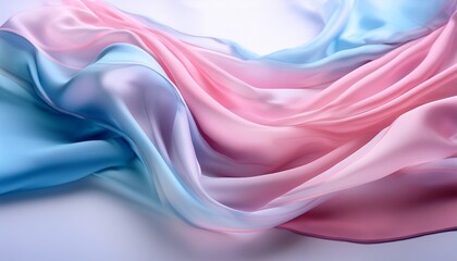 Obraz premium abstract flowing fabric in soft pink and blue hues creating a serene and dreamy atmosphere