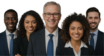Diverse Business Team Portrait Smiling With Black Transparent Background Photo