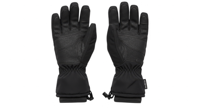 Isolated Pair of Black Winter Gloves in Detailed Visual Closeup Photo