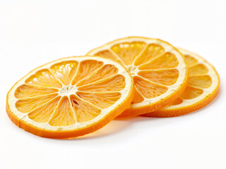 Dried orange slices on white background