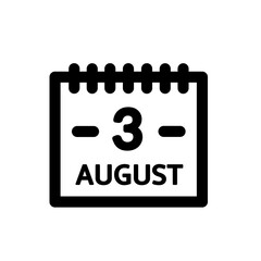 3 august calendar line icon