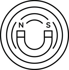 Magnetic Force: A clear and concise illustration of a horseshoe magnet with north and south poles, demonstrating the fundamental concept of magnetism through simple lines and shapes.