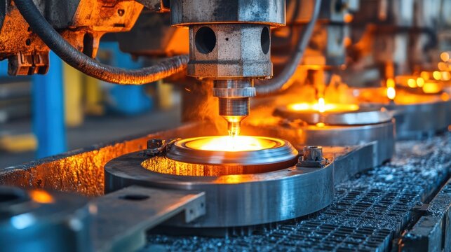 High-pressure die casting machines producing aluminum auto parts inside a specialized foundry area