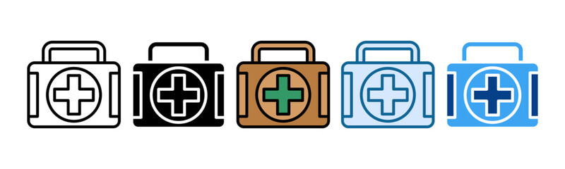 First Aid Kit Icon Set Multiple Style Collection