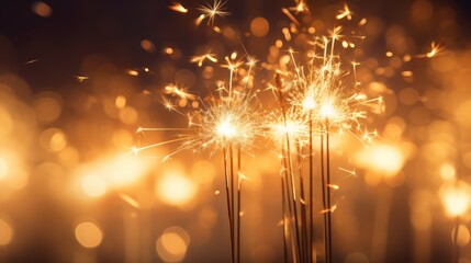 Three sparklers against a dark background