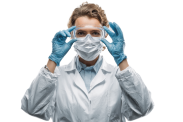 Biomedical Specialist in Lab Coat Isolated Isolated on White Transparent Background PNG