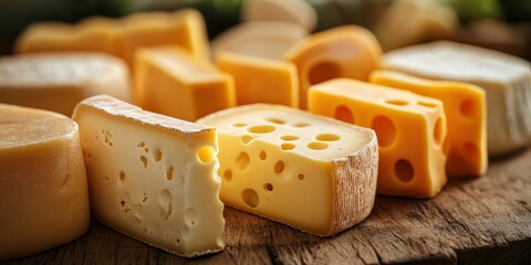 Cheese platter featuring a variety of textures and colors arranged on a rustic wooden board