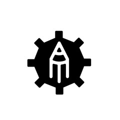 pencil and gear glyph icon