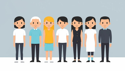 Fototapeta premium Diverse Group of People Illustration A Vibrant Vector Illustration Showcasing a Multicultural Team, Perfect for Diversity, Inclusion, and Teamwork Concepts