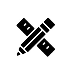 pencil and ruler stationery glyph icon