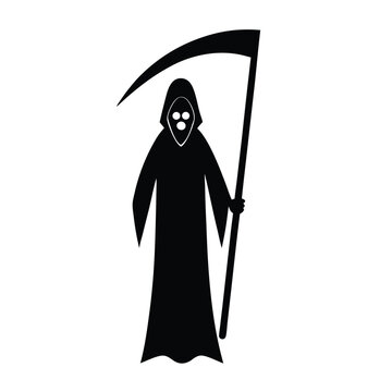recommend clip art: Grim Reaper Silhouette with Scythe Illustration on White Background Concept