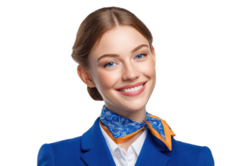 Cabin Crew Member with Crossed Arms on Transparent Background PNG
