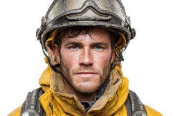 Uniformed Firefighter with Gloves isolated on Transparent Background PNG