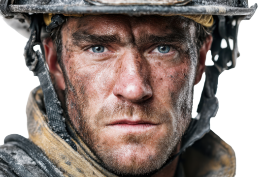 Firefighter with Safety Mask isolated on Transparent Background PNG