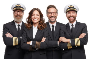 Air Travel Staff Group Portrait isolated on Transparent Background PNG