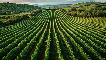 aerial view of farmland planted crops, drone shot, seasonal agricultural activity, farming concept, agroindustry, land management - Powered by Adobe