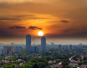 Fototapeta premium explore the role of urban heat islands in exacerbating the effects of hot weather in cities and densely populated areas