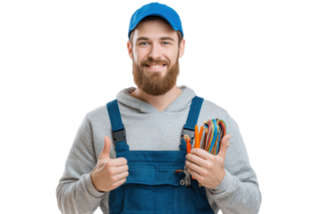 Confident Electrician Smiling isolated on Transparent Background PNG