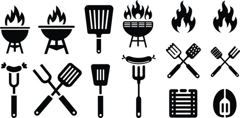 Barbecue and Grilling Vector Symbols and Icons for Summer Cookouts and Celebrations