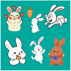 Rabbit colour vector set 10