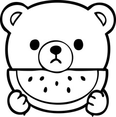 어린이 유치원 색칠놀이 라인 귀여운 수박먹기 