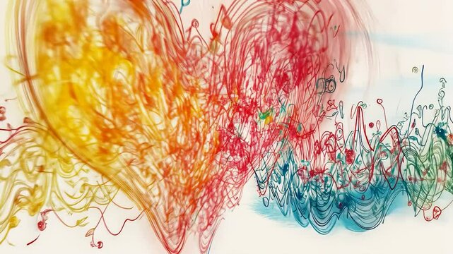 Colorful heart of music notes