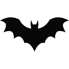Silhouette of Black Bat with Wide Wings for Halloween Decorations and Crafts