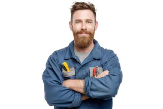 Electrical Technician with Helmet isolated on Transparent Background PNG
