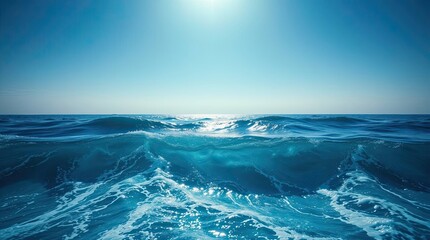 Stunning seascape captures the vastness of the ocean under a bright, clear sky