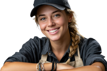 Retail Employee Handling Transaction on Transparent Background PNG